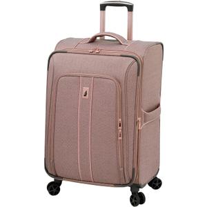 LONDON FOG Newcastle Softside Expandable Spinner Luggage, Rose Charcoal Herringbone, Checked-Medium 24-Inch