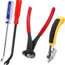 Hiceeden 4 Pcs Carpet Staple Remover Tools, Heavy Duty Staple Puller with End Cutting Plier, Nail Puller Tack Lifter Tool for Removing Staples on Furniture, Floor, Wood Case, Carton, Photo Frame