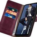 5 x SUANPOT for Samsung Galaxy A35 5G Wallet case with RFID Blocking Credit Card Holder,Flip Book PU Leather Protective Cover Women Men for Samsung A35 Phone case Wine Red