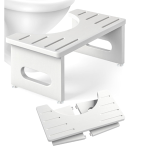 Foldable Toilet Stool, 7.5 Inches Bamboo Toilet Stool Squat for Adults, Collapsible Poop Stool for Bathroom, Potty Step Stool with NonSlip Strip