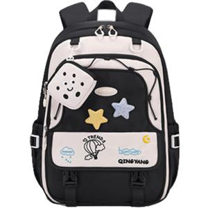 Girls Backpack Cute Star Bookbag for Elementary Middle School Kids Teens Kawaii Book Bag Preppy Y2k Aesthetic Back Pack 6-8 8-10 10-12 (Black)