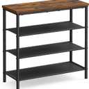 VASAGLE Shoe Rack, 4-Tier Shoe Storage Organizer for Entryway and Closet, Holds 9-12 Pairs of Shoes, 3 Fabric Shelves, Steel Frame, Industrial, Rustic Brown and Black ULBS035B01