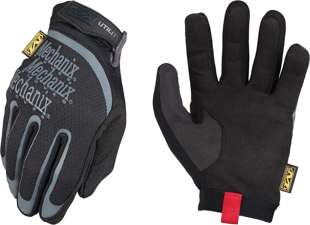 Mechanix Wear: Utility Work Gloves with Secure Fit, Touchscreen Capable, High Dexterity, Synthetic Leather Glove for Multi-purpose Use, Work Gloves for Men, Black (Black, Large)