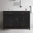 KEIKI 48" Bathroom Vanity with Ceramic Sink, Modern Single Sink Cabinet with 4 Drawers & 4 Soft-Close Doors, Wood Storage Vanity for Bathroom, Black
