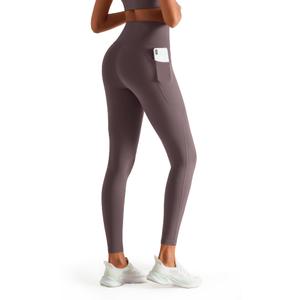 Butt Lifting Leggings for Women, High Waist Tummy Control Yoga Pants with Pockets, Squat Proof & Buttery Soft for Everyday Plum Brown (Brown, M)