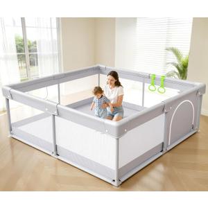 Fodoss Baby Playpen 50×50in, Small Play Pen for Babies and Toddlers, Playpen for Apartment, Play Yard, Activity Fence, Baby Playard with All-Side Mesh, Pull Rings