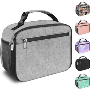 Kids Lunch Box for Boys Girls Lunch Bag Insulated Durable Lunchbox Children Lunch Tote Bag for School Grey (Gray)