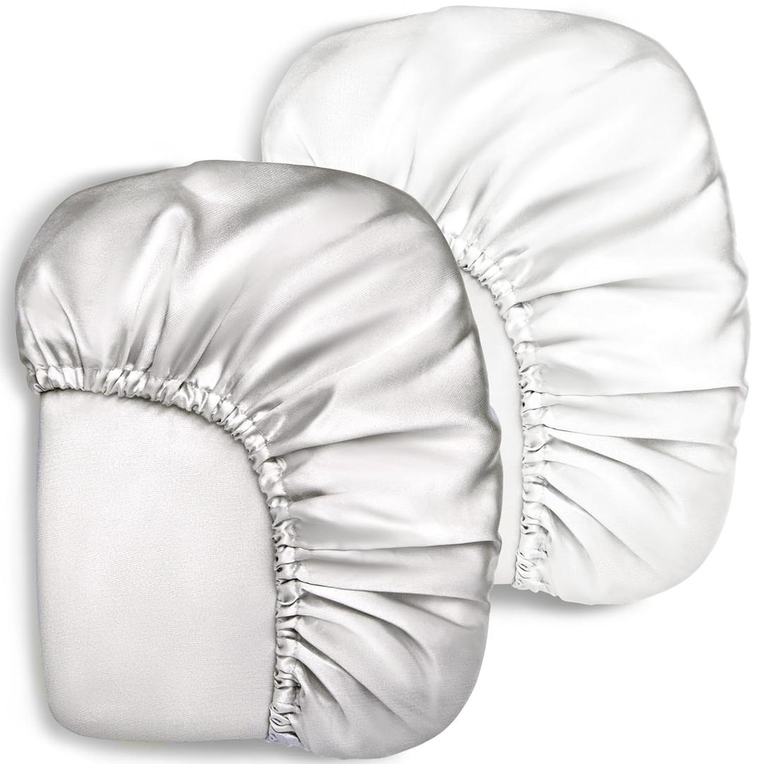 Pro Goleem 2 Pack Satin Soft Crib Sheet Great for Baby with Sensitive Hair Silky Baby Sheet White and Gray Unisex 52x28x8 Fitted Sheets