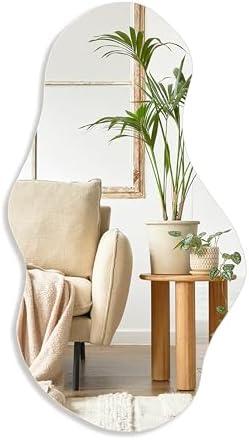 PERFNIQUE Irregular Wall Mirror Asymmetrical Mirror, 43''x24'' Decorative Modern Mirrors for Bathroom Bedroom Living Room Entryway, Cloud Frameless Mirror, Wall Mounted(43''x24'', Cloud)