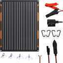 FlexSolar 20W 12V Solar Panel Battery Charger Maintainer Kits Trickle Charger with Built-in Charge Controller, Cig Plug, Alligator Clips, O-Rings OBDII Connector for Car, Truck,Tractor, Boat