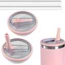 Pack of 2 40 oz Tumbler Flip Straw Lid Replacement Compatible for Stanley Quencher, Leak-Proof Splash Resistant Tumbler Lids, Reusable Tumbler Cover for Stanley Cup (Light Pink)