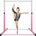 Jivifao Gymnastics Bar for Kids Ages 3-15, 3' to 5' Adjustable Height, Gymnastic Kip Bar Horizontal Bar for Gymnas, Anti-Slip and Easy to Assemble, Home Gym Equipment Indoor for Girls, Boys