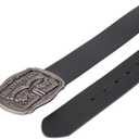 Levi's Mens Leather Jean Belt with Removable Plaque Buckle - Big Buckle, Cowboy belt (Black)