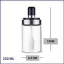 Glass Jars with Spoons and Lids Set | Condiment Containers with Lids & Spice Jars with Spoon | Chef Preserve Containers, Jar with Spoon | High Borosilicate Glass, Airtight 8.45oz Empty