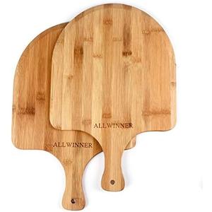 ALLWINNER Pizza Peel 12 Inch, 2 Pack Bamboo Pizza Paddle, Wooden Pizza Peels for Making Pizza, Pizza Bread Pie Cutting Board for Kitchen