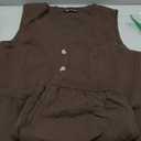 PRETTYGARDEN Women's Summer 2 Piece Outfits Sleeveless Matching Sets Button Down V Neck Vest Waistcoat and Pockets Shorts (Medium, Dark Coffee)