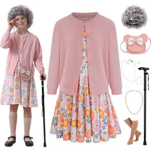 Girls 100th Day of School Little Old Lady Halloween Costume size 6Y