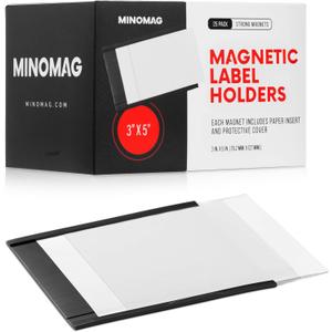 25pcs Magnetic Label Holders 3x5 Inches | C Channel Magnetic Index Card Holder for Steel Shelves, Warehouse Racks