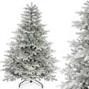 Decoway 7ft Artificial Christmas Tree, Unlit Snow Flocked Xmas Tree with 2364 Branch Tips and Sturdy Metal Stand for Indoor Outdoor Home Decoration
