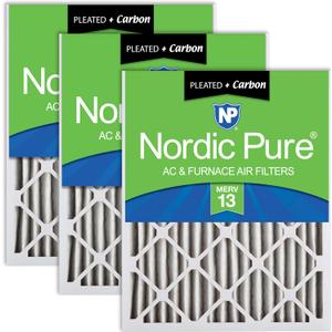 Nordic Pure 20x25x2 (19 1/2 x 24 1/2 x 1 3/4) Pleated Air Filters MERV 13 Plus Carbon 3 Pack