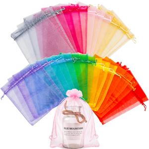 YunKo 100pcs Organza Bags 6x9 Inches Drawstring Gift Bags Mesh Gift Bags Sheer Organza Wedding Favor Bags (Multicolor)