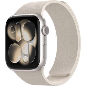 Magnetic Silicone Band Compatible with Apple Watch Band Ultra 3/2/1 & SE 3/2/1 & Series 11 10 9 8 7 6 5 4 3 49mm 46mm 45mm 44mm Strong Magnetic Clasp, Waterproof & Adjustable (Starlight)
