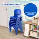 4 Pack Premium 11" H Plastic Stackable School Chairs, Toddler and Kids Chair for Daycare, School, Outdoor, Home - Blue