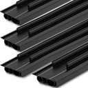 Pushglossy 4 Pcs Kerf Style Door Bottom Seal 36" Black Draft Stopper | 1-3/4" Wide Threshold Seal with Vinyl Fins, Weatherstrip, for Interior Exterior, Adaptable to Doors with Pre-drilled Grooves