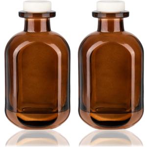 2 Pack 5oz/150ml Glass Reed Diffuser Bottles - Refillable Aromatherapy Storage Containers (Brown)