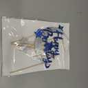 Moon Cake Topper, Moon and Stars Cake Topper for Birthday Cake Decorations, 7PCS Navy Blue and Silver Happy Birthday Cake Toppers for Stars and Moon Party Decorations