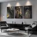 Kyiyhzp 3Pcs Abstract Black Gold Wall Art Modern Minimalist Wall Decor Prints Black gold grey pictures Marble painting artwork for Living Room Bedroom Office Home Decoration 16x24in Poster