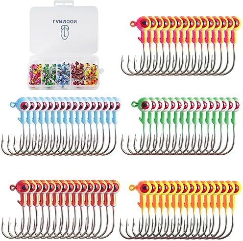 Crappie Jig Heads Kit, 75 Pieces Fishing Jig Head Hooks for Fishing Crappie Bass Trout Walleye 1/8oz 1/16oz 1/32oz