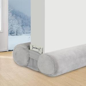 fowong Door Draft Stopper Double Side Adjustable Seal Bottom of Doors Noise Blocker Cover Gap, Gray