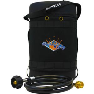 Flame King Gas Hauler Kit - Insulated Protective Carry Case for 5LB Propane Tank Plus Adapter Hose for Camping and Outdoor Adventures