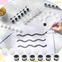 Nuanchu 280 Pcs Winter Mini Acrylic Paint Set Black and White Acrylic Paint Strip Bulk 20 Flat Brushes 20 Pointed Brushes for Party Neutral Basic Color Christmas Snowflake Snowman Painting Kit