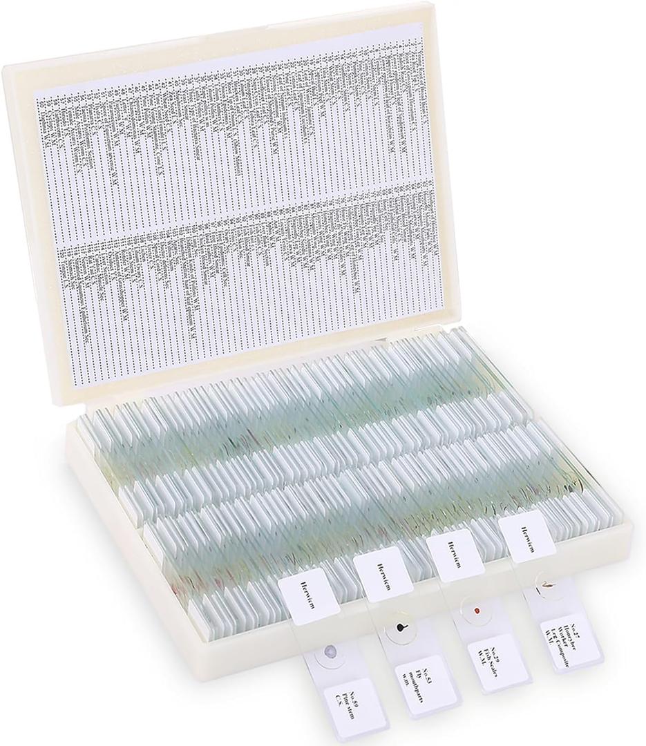 120 Microscope Slides with Specimens, Plant, Insect, Animal, Algae Slide Set for Biological Science Laboratory Basic Biological Science Education