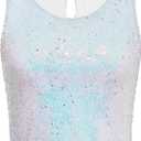 Coucoland Cropped Tank Top for Women - Womens Summer Sparkle Sequin Glitter Slimming Tops Camisole Trendy (S)