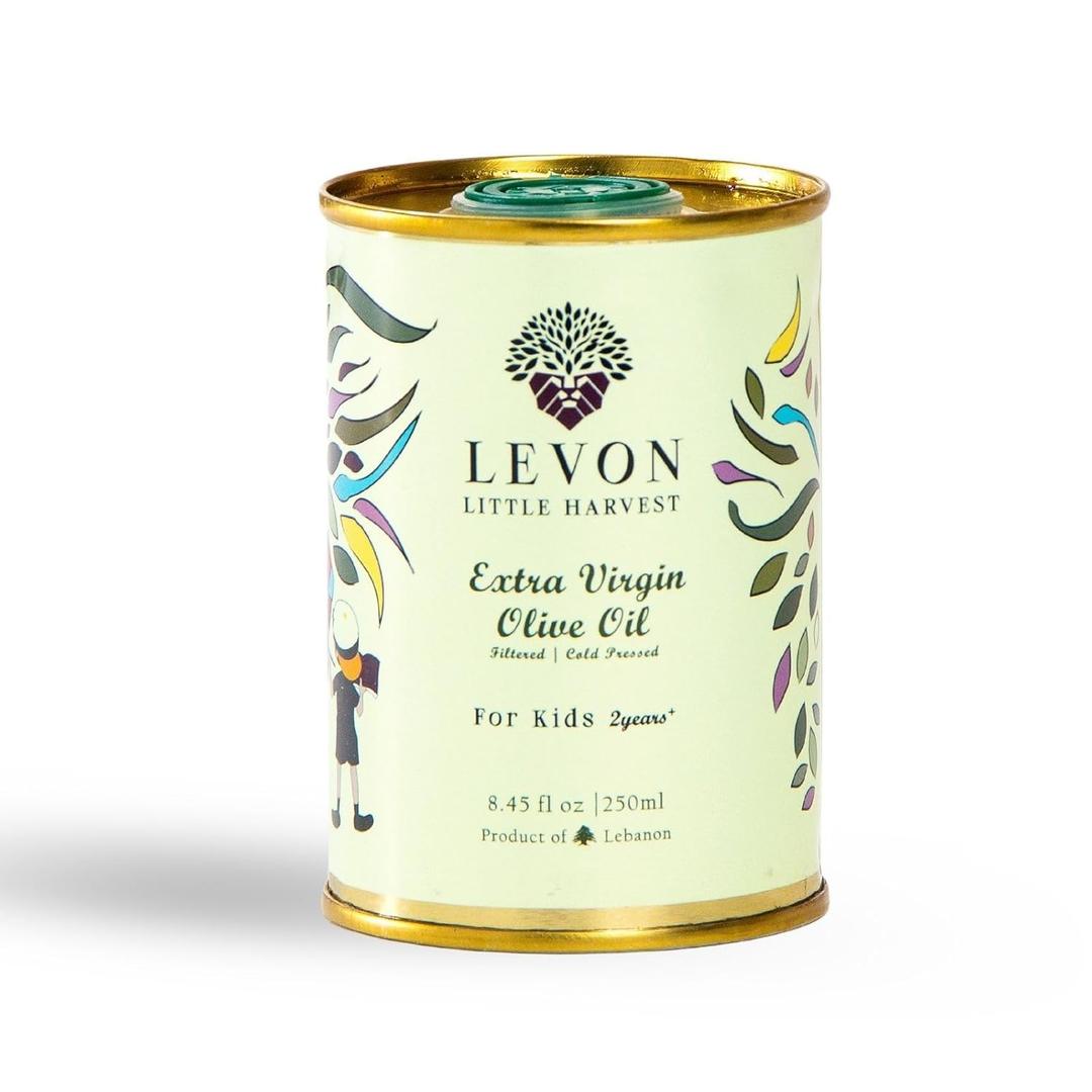 Levon, Little Harvest Extra Virgin Olive Oil, EVOO Olive Oil, 8.45 fl oz/250 ML, Polyphenol Rich, Premium Cold Pressed Black Olives, Pesticide Free, Mild Taste for Kids, Works w/Olive Oil Sprayer, BBD 08/2026
