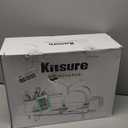 Kitsure Large Dish Drying Rack - Extendable Dish Rack, Multifunctional Dish Rack for Kitchen Counter, Anti-Rust Dish Drainers with Cutlery & Cup Holders 19.2"-26.7" L x 12.9" W, Black (Standard)