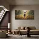 XLSJERST Country Wall Decor Poster 58x29 Inches - Elk Picture Hunting Artwork Large Canvas Picture Brown Deer Wall Art for Living Room Guest Bath Decoration