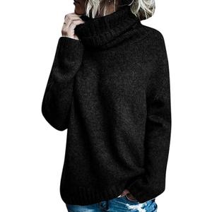 HOTYD Turtleneck Sweater Women Long Sleeve Loose Fit Casual Pullover Sweaters Trendy Cozy Knit Winter Fall Sweaters for Women (Large, Black)