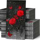 200 Pieces Red Rose Guest Napkins Derby Napkins 2 Ply Floral Disposable Guest Towels for Bathroom Floral Bathroom Paper Hand Towels for Kitchen Holiday Party Supplies Home Party Decoration