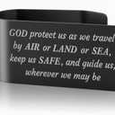 2 x God Protect Us As We Travel by Air or Land Black Visor Clip for Cars, Driving Safe Christian Gifts for Driver Family Friend, Car Accessories for Religious, Traveler's Prayer Travel Protection