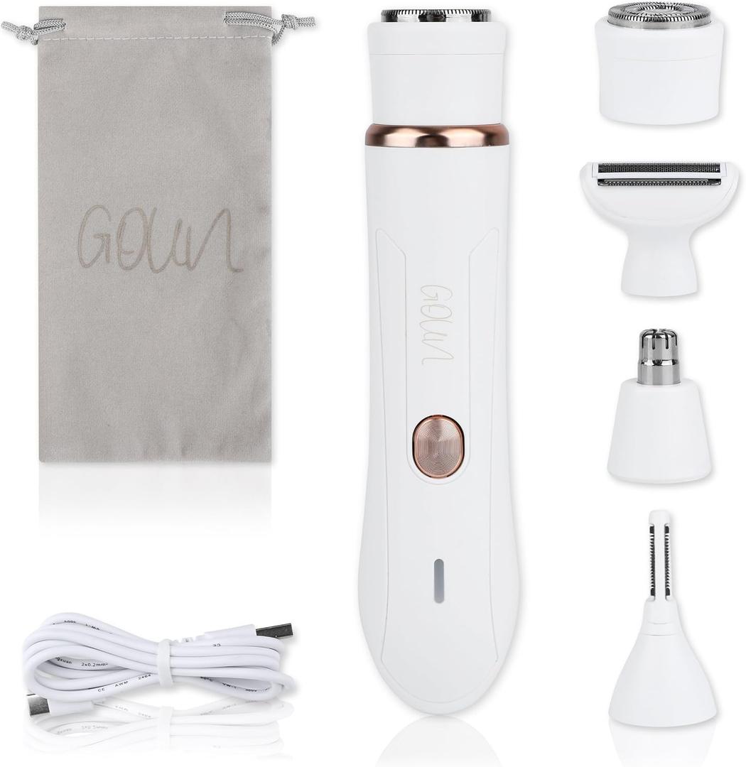 4-in-1 Facial Hair Removal for Women, Electric Painless Shaver, USB Rechargeable, Lip Chin Cheek Trimmer