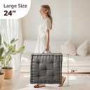 Intelligent Design Large Floor Pillow for Adults Yoga or Meditation Cushion with Handle, Floor Cushion for Board Games, Lustrous Chenille Tufted, Handsewn Scalloped Edge, Azza, 24" x 24" x 5" Charcoal