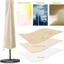 OKPOW Umbrella Cover 420D Oxford Fabric Patio Umbrella Covers Waterproof with Zip, for 9ft to 12ft Garden Outdoor Umbrella (Beige)