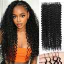 20 Inch Human Crochet Hair for Black Women 60g Pre-Separated Feather Crochet Human Hair Extensions 50 Strands Deep Curly Human Hair Miracle Knots HairBundles Natural Black