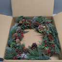 Green Christmas Wreath with Pine Cones, Berry Clusters & Abundant Branches - 21' (16' Frame) Winter Wreath Hanging Decor