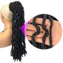 HAPPY&CC Braided Drawstring Ponytail Long Nubian Locs Hair Pieces Ponytail Bun Clip in Braiding Hair Drawstring Ponytail Crochet Braids Hair Extensions for Black Women(#1B, 20)