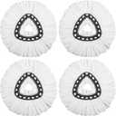 4 Pack Mop Replacement Heads Compatible with O Ceda Mop Replace Head EasyWrin Spin Mop Heads Replacements, Microfiber Mop Refills, Easy Cleaning Mop Head Replacement - 4 Pack White(1-Tank System)